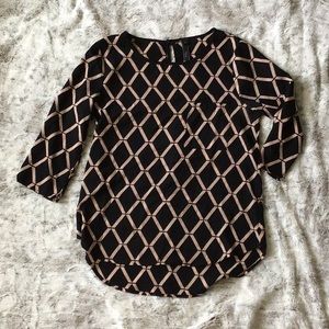 Black and cream patterned Polyester shit
